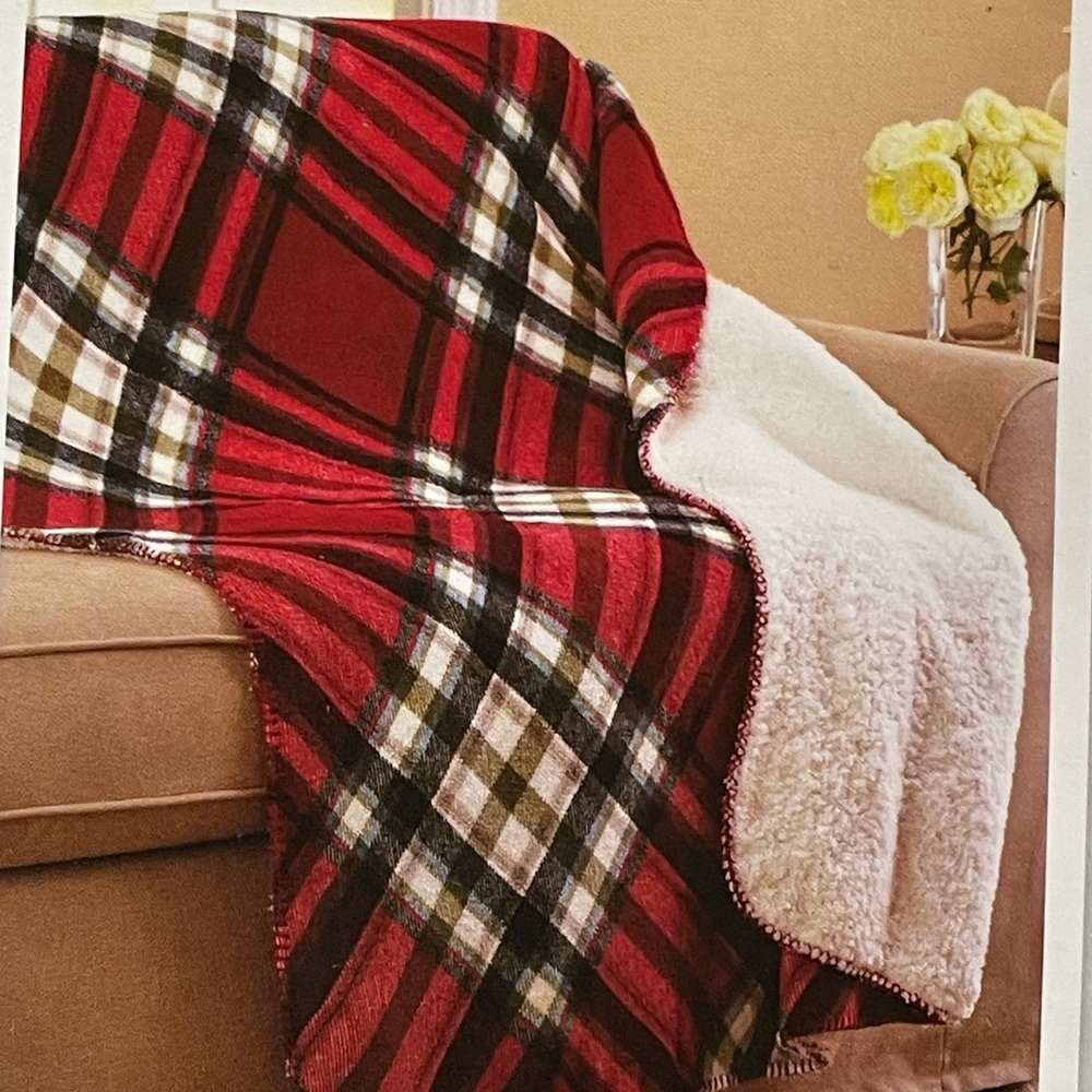 Sherpa Reversible Throw Plaid 50 x 60”